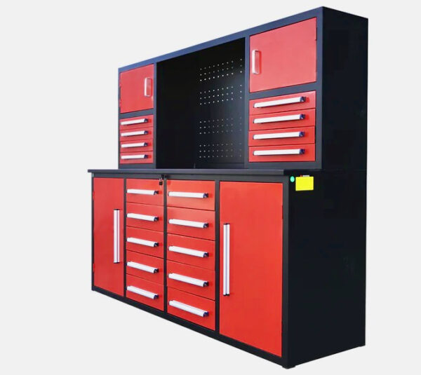 7 foot red tool cabinet w upper cabinets