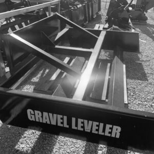 Skid steer quick attach seventy two inch wide gravel leveler