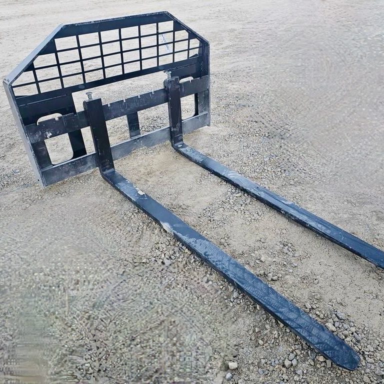 GIYI brand sixty inch pallet forks with skid steer quick attach.