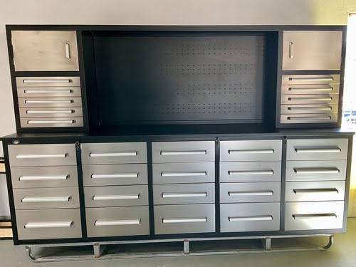 Tool Cabinet 10′ 30 Drawer 2 Cabinets W/Peg, Stainless Steel