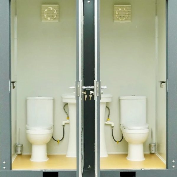 Bastone two stall portable restroom for sale at Cliffhouse Industrial.