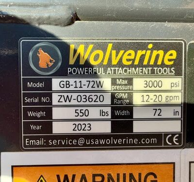Skid Steer Grapple, Wolverine 72'' Flat Bottom Grapple