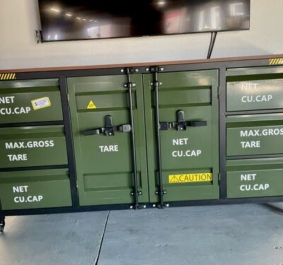 Tool Cabinet 7’ 6 Drawer W/2 Cabinets Military Green
