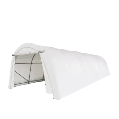 12’ x 30’ Car Shelter w/Rounded Roof & Heavy-Duty 11 OZ PE Fabric Cover, Galvanized Steel Frame