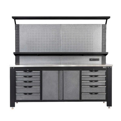 7’ Extreme Duty Steel Garage Workbench w/Pegboards
