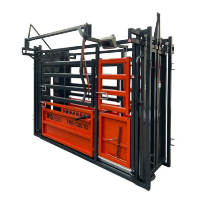 10’ Cattle Work Chute 4500-lb Weight Scale, Side Exit, Upper/Lower Swing Openings