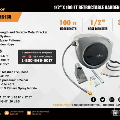 100 FT Retractable Garden Hose Reel