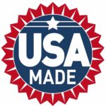 Made in USA Logo USA Made logo – red starburst with blue circular center displaying ‘USA MADE’ text and white star at the top