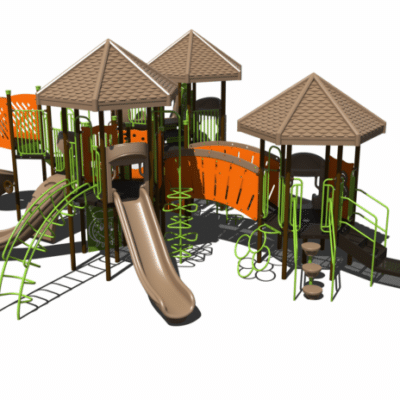 Child Works CW-0021 Commercial Playground Structure main rendering - Cliffhouse Buildings Child Works CW-0021 commercial playground structure rendering