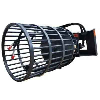 TMG-SRP32 30" skid steer rotary rock picker with universal mount, 250 lb load, and NM400 wear-resistant steel drum