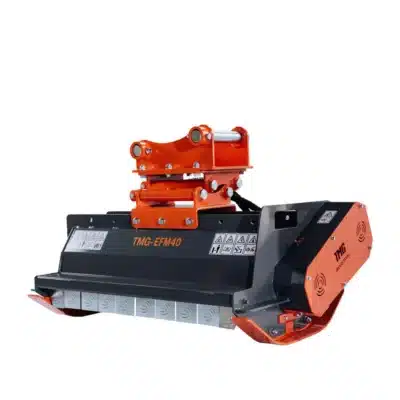 TMG-EFM40 40" excavator brush flail mower attachment for 6–8 ton carriers, hydraulic-driven brush clearing deck