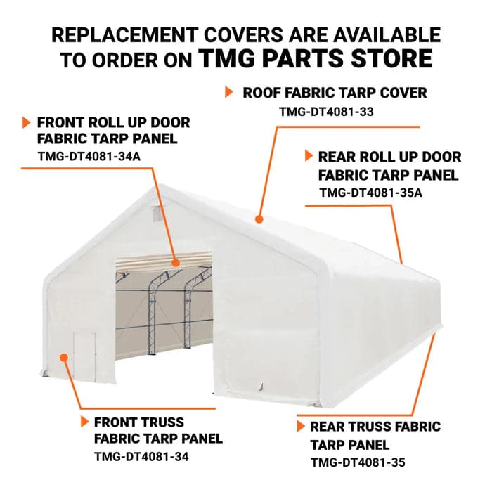 TMG-DT4081 40 x 80 Dual Truss Storage Shelter product image 4 - Cliffhouse Buildings TMG-DT4081 40 x 80 dual truss shelter alternate view