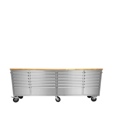 TMG-WB9624S 96 inch stainless steel rolling workbench with 24 drawers