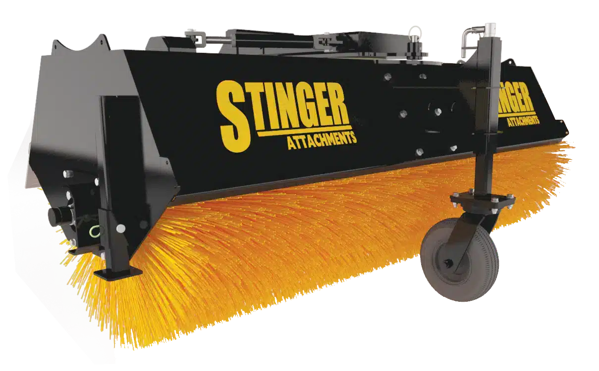 Stinger BR-002047 84 Inch Manual Angle Broom - Cliffhouse Buildings Stinger BR-002047 84 inch manual angle broom attachment for skid steer sweeping