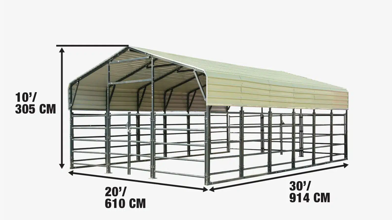 TMG-MS2030LC 20′ x 30′ Livestock Corral Panel Metal Shed