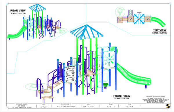 CW-0030 playground plan view - Cliffhouse Buildings Plan view for Child Works CW-0030 playground structure