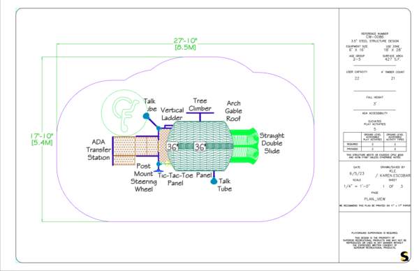Child Works CW-0086-1 playground plan view - Cliffhouse Buildings Child Works CW-0086-1 playground plan view