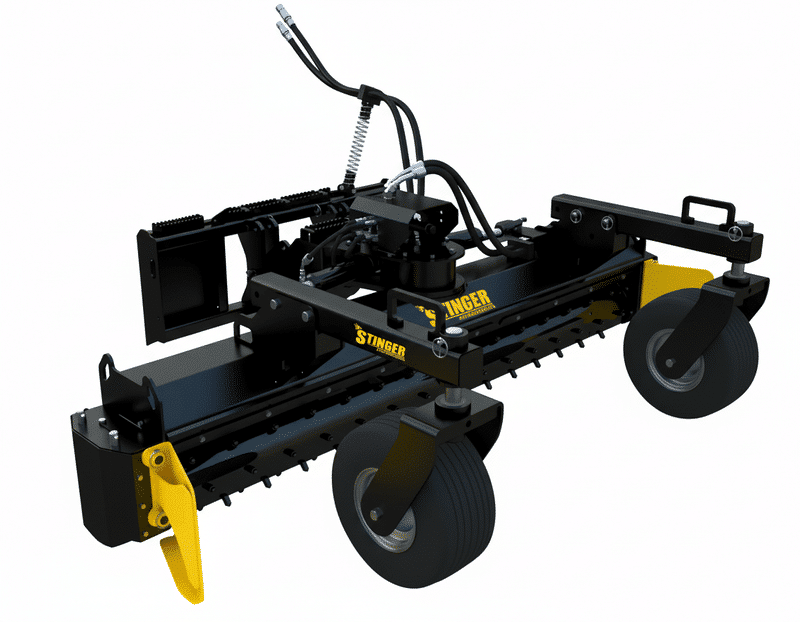 Stinger PR-90004 90 Inch Manual Slew HF Soil Conditioner - Cliffhouse Buildings Stinger PR-90004 90 inch high flow soil conditioner power rake with manual slew