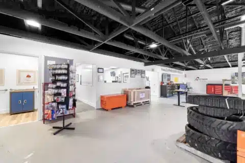 Showroom view near interior office openings and display space.