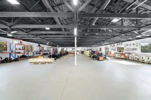 Wide interior view across the open upper showroom.