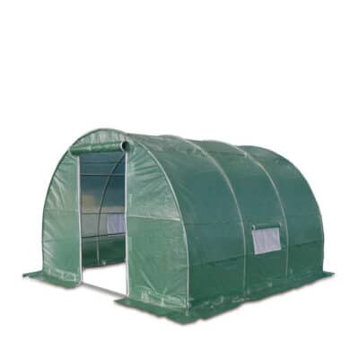 TMG-GH1010R 10' x 10' Tunnel Greenhouse Grow Tent w/Ripstop Leno Cover, Cold Frame, Roll-Up Mesh Windows, Round Top Roof