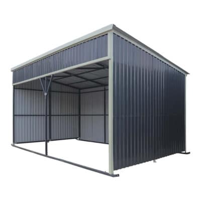 TMG-MSK1220 12' x 20' Horse Run-In Shed with Portable Skid Mount and Wide Front Opening for Livestock Shelter, Bolts & N