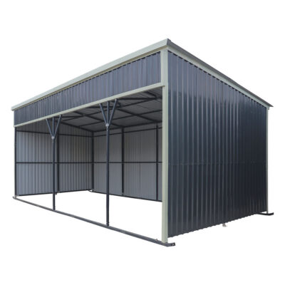 TMG-MSK1227 12’ x 27’ Horse Run-In Shed with Portable Skid Mount and Wide Front Opening for Livestock Shelter, Bolts & N