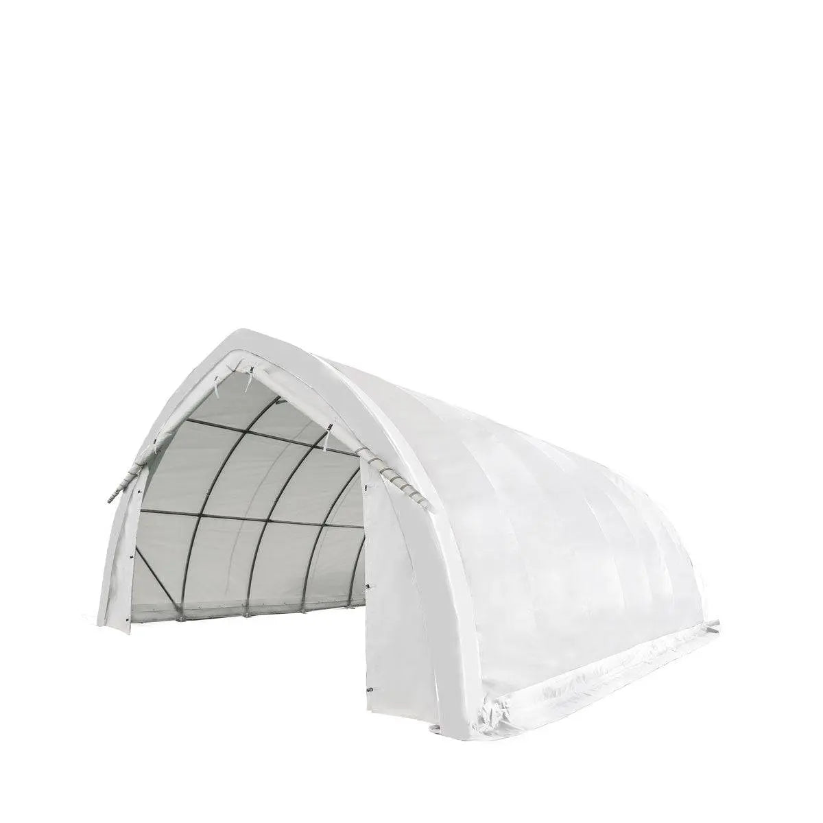 TMG-ST2032PV 20' x 30' Arch Wall Peak Ceiling Storage Shelter with Heavy Duty 17 oz PVC Cover & Drive Through Doors, TMG