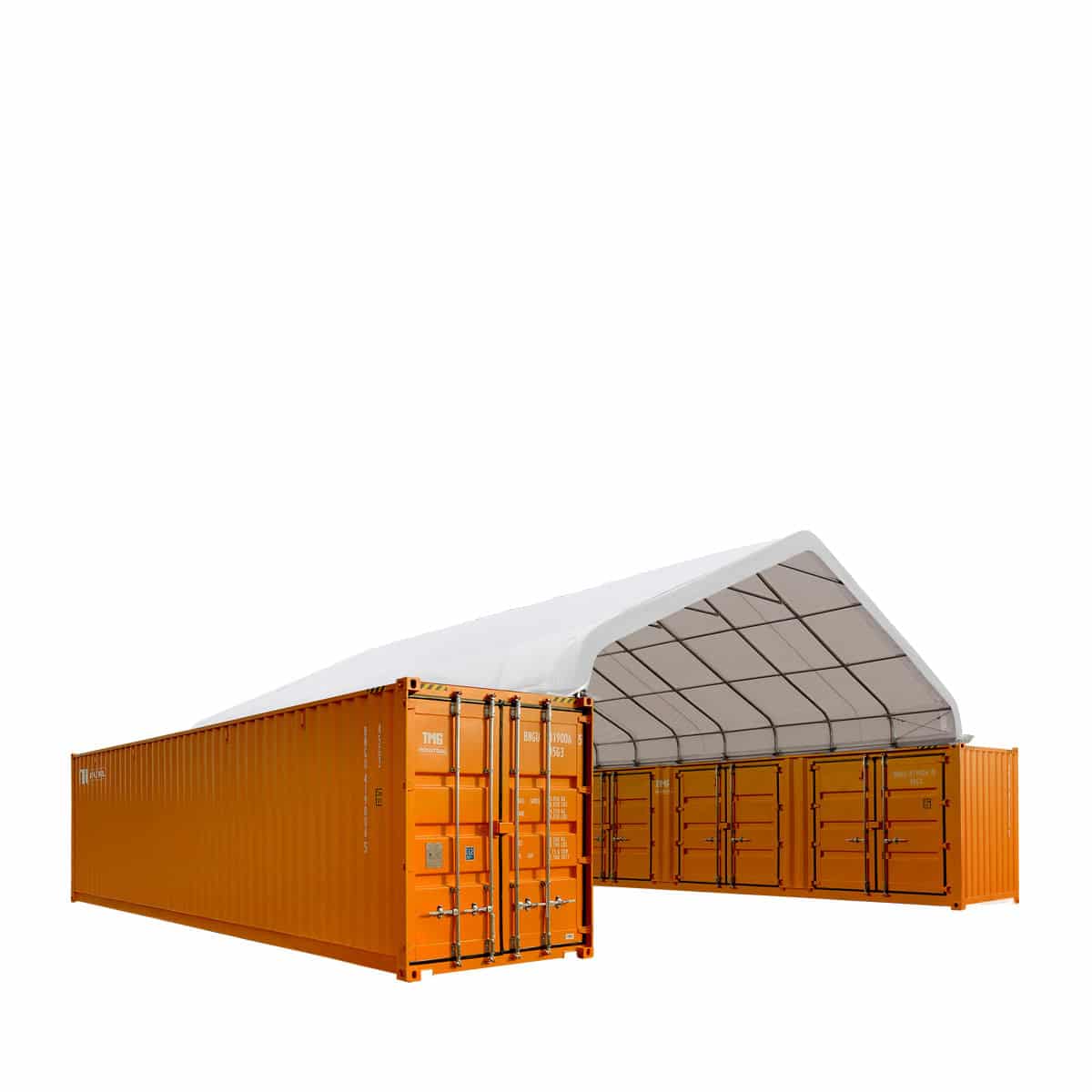 TMG-ST3042CE 30' x 40' PE Fabric Container Peak Roof Shelter TMG Heavy Series™, Fire Retardant, UV Protected TMG-ST3042C