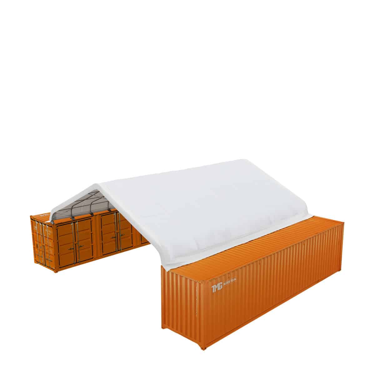 TMG-ST3042CE 30' x 40' PE Fabric Container Peak Roof Shelter TMG Heavy Series™, Fire Retardant, UV Protected TMG-ST3042C