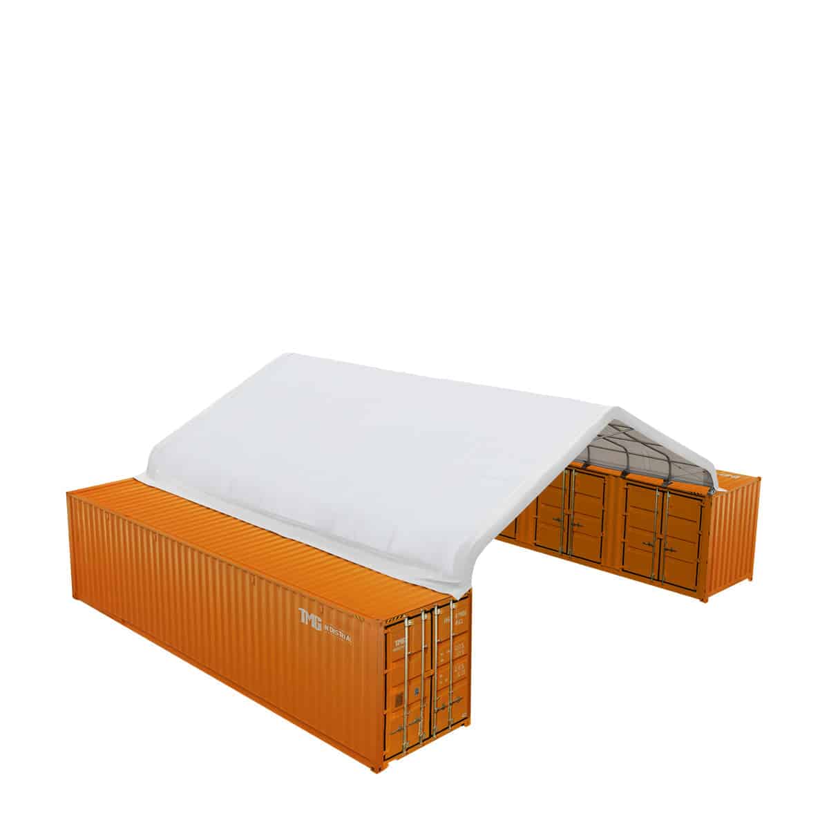 TMG-ST3042CE 30' x 40' PE Fabric Container Peak Roof Shelter TMG Heavy Series™, Fire Retardant, UV Protected TMG-ST3042C