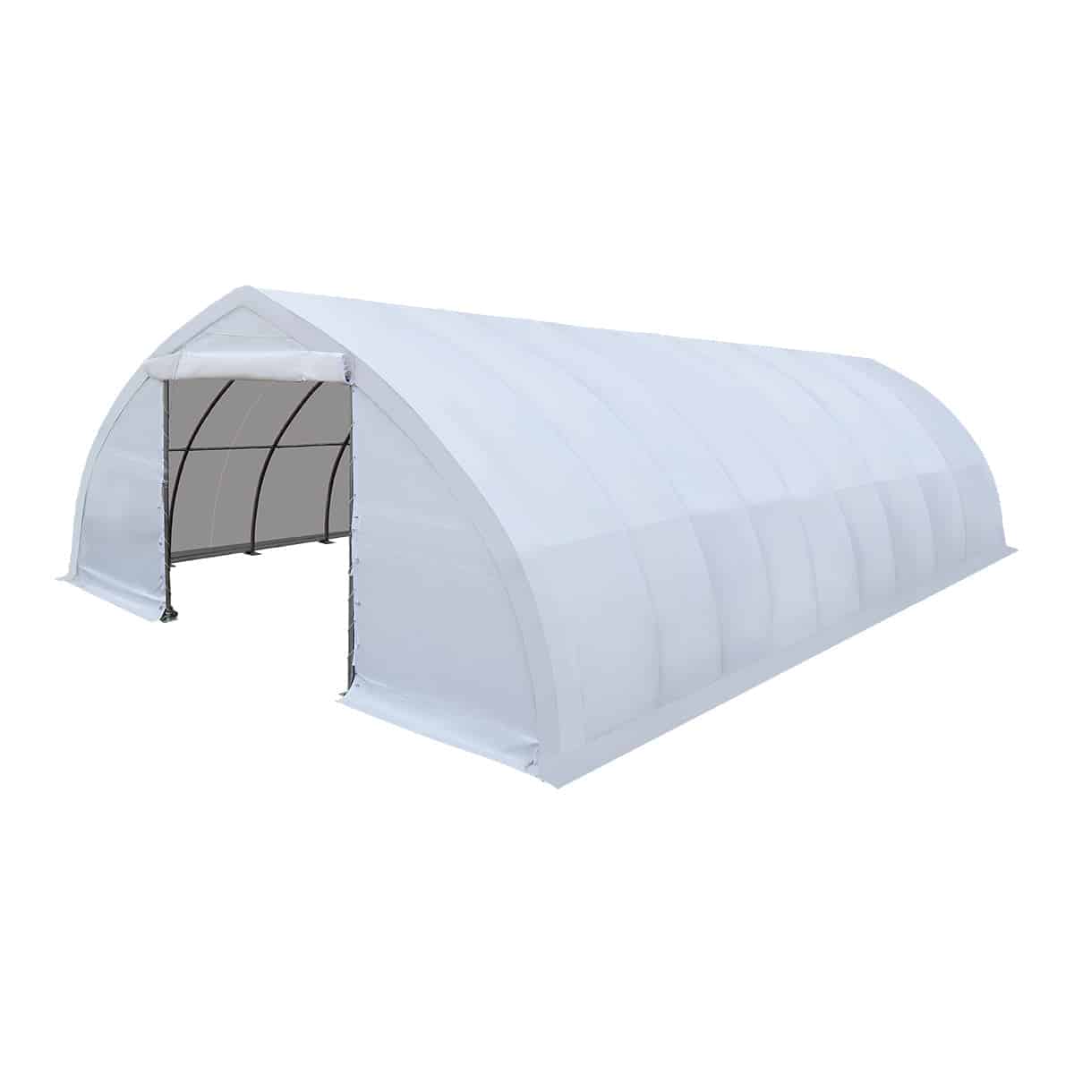 TMG-ST3042E 30' x 40' Peak Ceiling Storage Shelter with Heavy Duty 11 oz PE Cover & Drive Through Doors, TMG-ST3042E (Pr