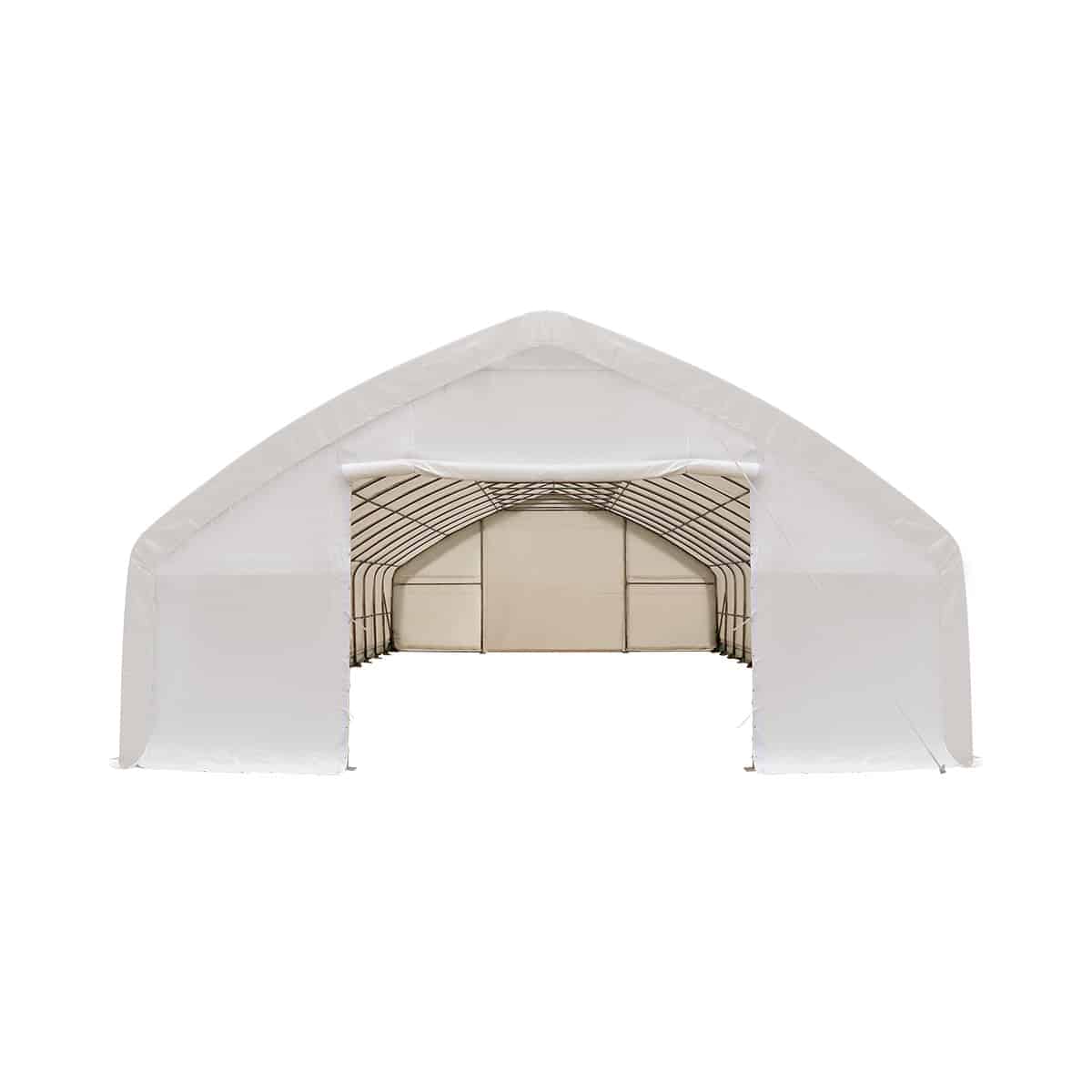 TMG-ST3072E 30' x 70' Straight Wall Peak Ceiling Storage Shelter with Heavy Duty 10 oz PE Cover TMG-ST3072E (Previously