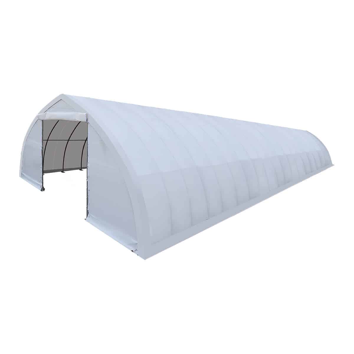 TMG-ST3082E 30' x 80' Peak Ceiling Storage Shelter with Heavy Duty 11 oz PE Cover & Drive Through Doors, TMG-ST3082E (Pr