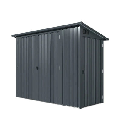 TMG-MS0408-W 4' x 8' Bicycle Metal Pent Shed, 29 Gauge Corrugated Metal, 70" Upper edge, TMG-MS0408