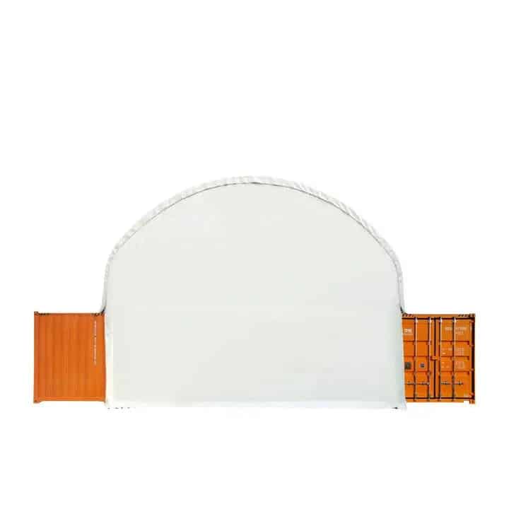 TMG-DT4022CG8 40' x 20' Dual Truss Container Shelter with Heavy Duty 21 oz PVC Cover, Fully Enclosed Front & Back Walls,