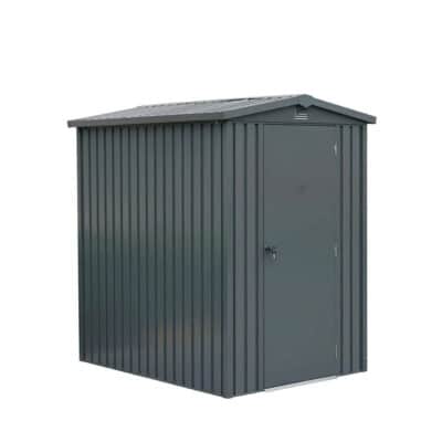 TMG-MS0506-W 5 x 6 FT Apex Roof Metal Shed TMG Heavy Series™, Galvanized corrugated metal, Apex roof design, Two air ven