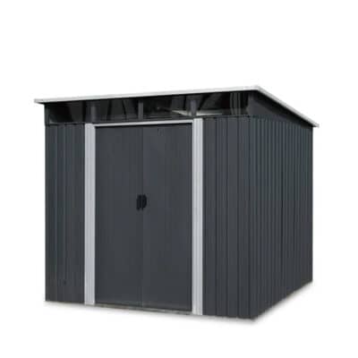 TMG-MS0608P-W 6' x 8' Galvanized Metal Pent Shed w/Skylight, 29 GA Corrugated Metal, 80" Peak Ceiling, TMG-MS0608P