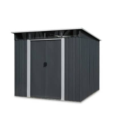 TMG-MS0809P-W 8' x 9' Galvanized Metal Pent Shed w/Skylight, 29 GA Corrugated Metal, 80" Peak Ceiling, TMG-MS0809P