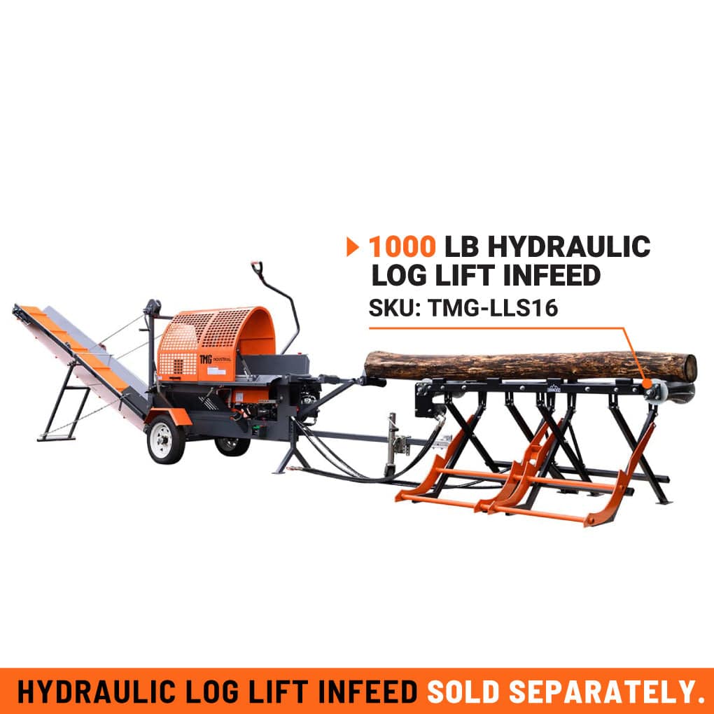 TMG-GLS16 Firewood Processor with Conveyor, 15 HP Gas Engine, 18" STIHL Chainsaw, ∅15" x 24" Log Capacity TMG-GLS16