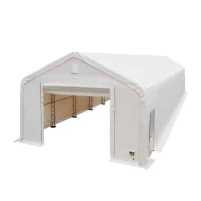 TMG-DT2064-PRO TMG Heavy Series™ 20' x 63' Dual Truss Storage Shelter with Heavy Duty 17 oz PVC Cover & Drive Through Do