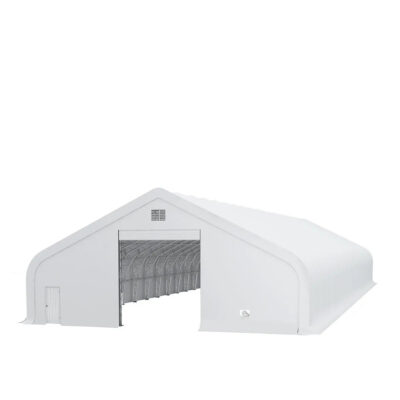 TMG-DT50150-PRO-BD TMG Heavy Series™ 50' x 150' Dual Truss Storage Shelter with Heavy Duty 32 oz PVC Cover & Drive Throu