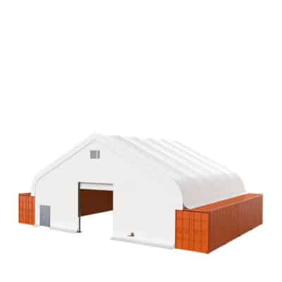 TMG-DT5040CG TMG Heavy Series™ 50' x 40' Fully Enclosed Dual Truss Container Shelter with Heavy Duty 32 oz PVC Cover, Fr