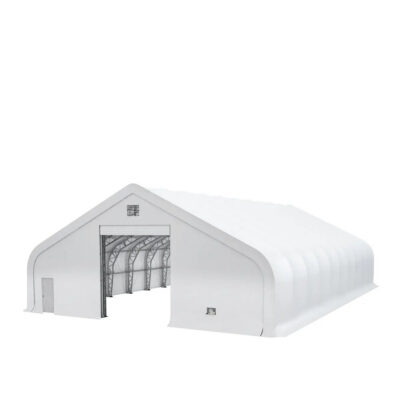 TMG-DT5055-PRO-BB TMG Heavy Series™ 50' x 55' Dual Truss Storage Shelter with Heavy Duty 32 oz PVC Cover & Drive Through