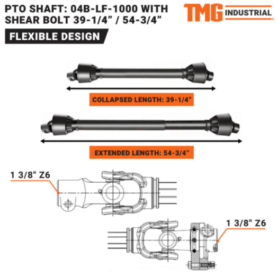 TMG-04B-LF-1000 TMG-04B-LF-1000 PTO Shaft for TMG-TMO60, TMG-TMO-70, TMG-TFN72