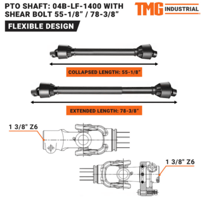 TMG-04B-LF-1400 TMG-04B-LF-1400 PTO Shaft for TMG-TFMO50, TMG-TFMO60, TMG-TFMO70