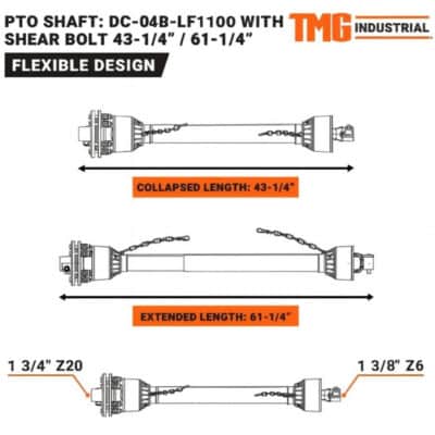TMG-04B-LF-1100 TMG-04B-LF-1100 PTO Shaft for TMG-RTO70