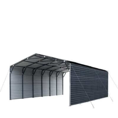 TMG-MSC2030F 20' x 30' Metal Shed Carport, 10' Enclosed Sidewalls, 600 Sq-Ft, 27 GA Corrugated Panels, TMG-MSC2030F