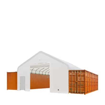 TMG-ST3042CG 30' x 40' Container Peak Roof Shelter TMG Heavy Series™ with Heavy Duty 17 oz PVC Cover, Fully Enclosed fro