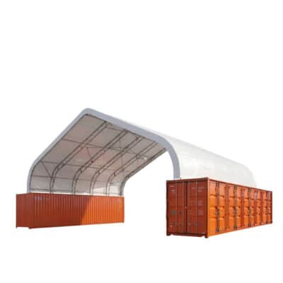 TMG-DT5040C Heavy Series™ 50' x 40' Dual Truss Container Shelter with Heavy Duty 32 oz PVC Cover, 17' Height with Peak R